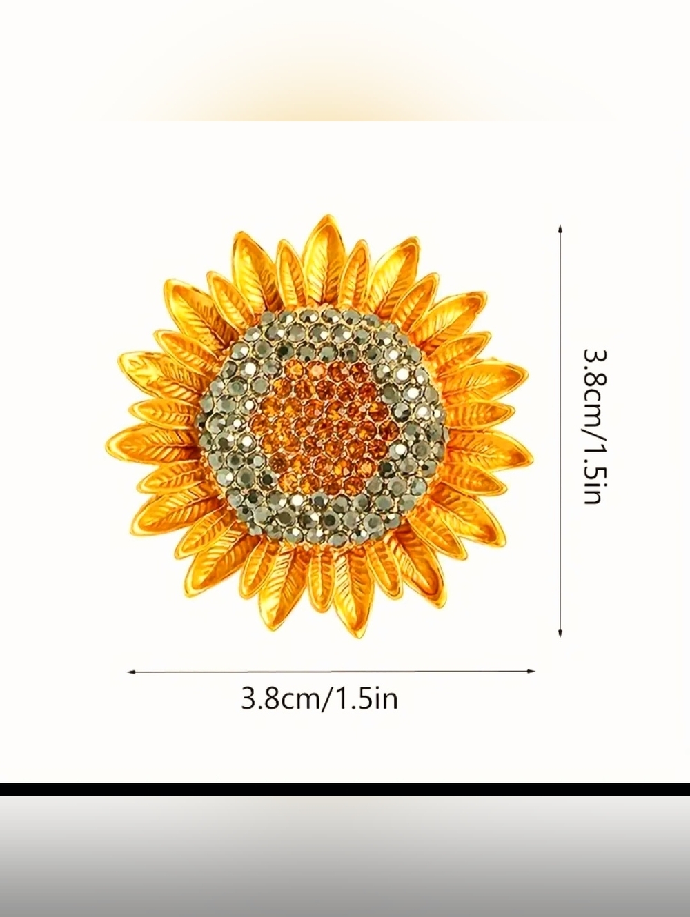 Sunflower Crystal Brooch - Yellow Gold - Picture 3 of 5
